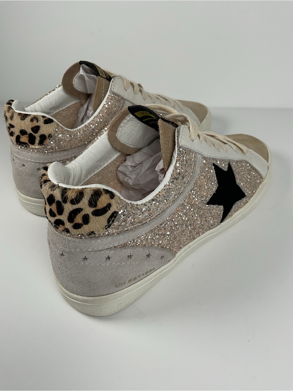 Vintage Havana Glitter Star Sneakers Women’s Size 10 Beige Leopard Shoes - Picture 6 of 14